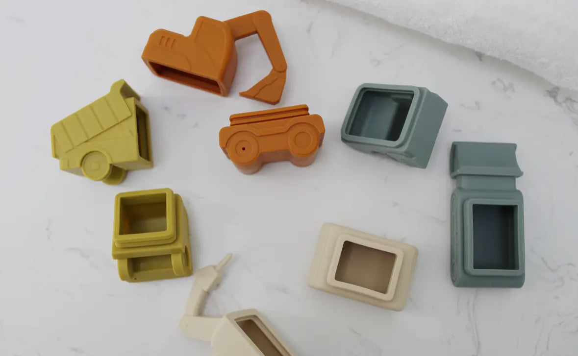 Marlowe & Co Baby Silicone Construction Bath Toy Set Mold Free Silicone Bath Set