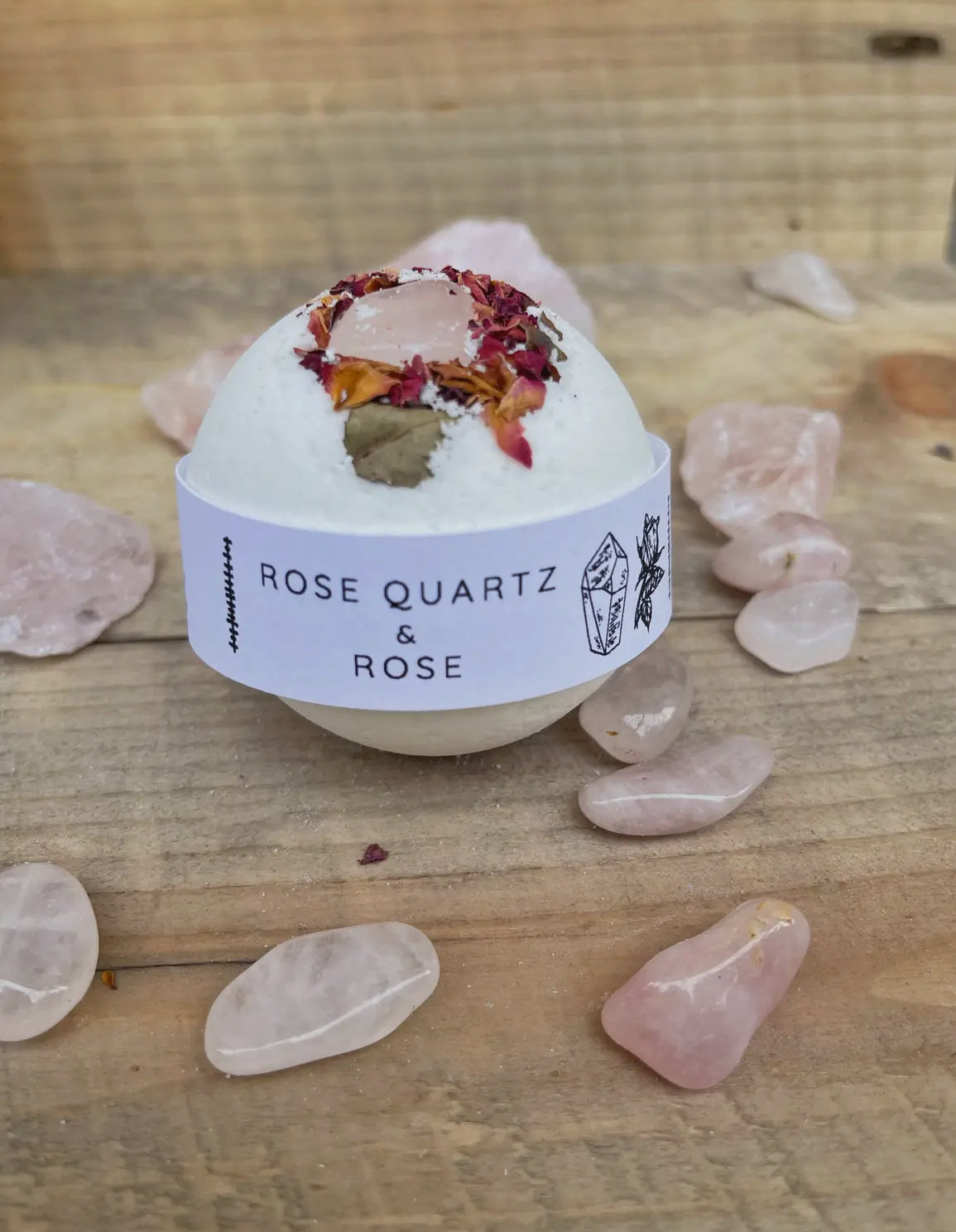 Rose Quarts & Rose Petal Bath Bombs 2pk