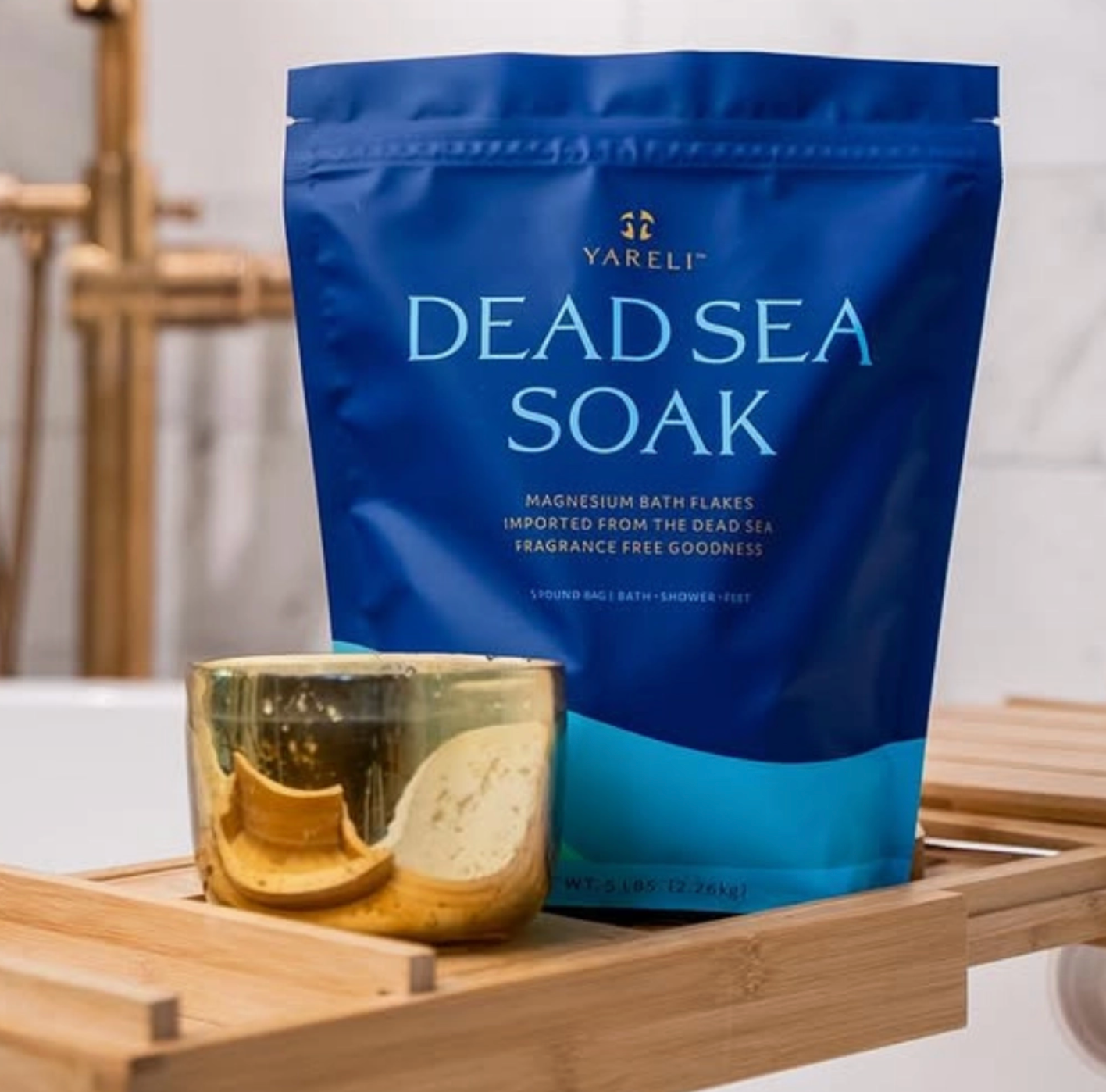 YARELI Unscented Dead Sea Magnesium Bath Soak –Gentle Muscle Relief