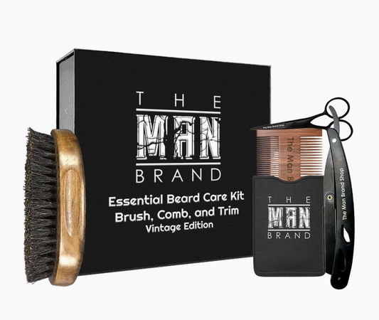 The Man Brand Essential Beard Care Kit: Brush, Comb, and Trim