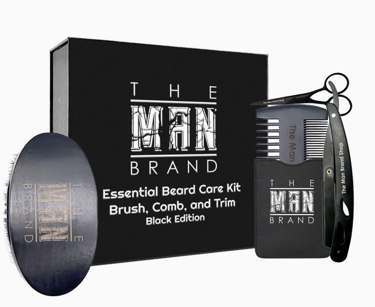 The Man Brand Essential Beard Care Kit: Brush, Comb, and Trim