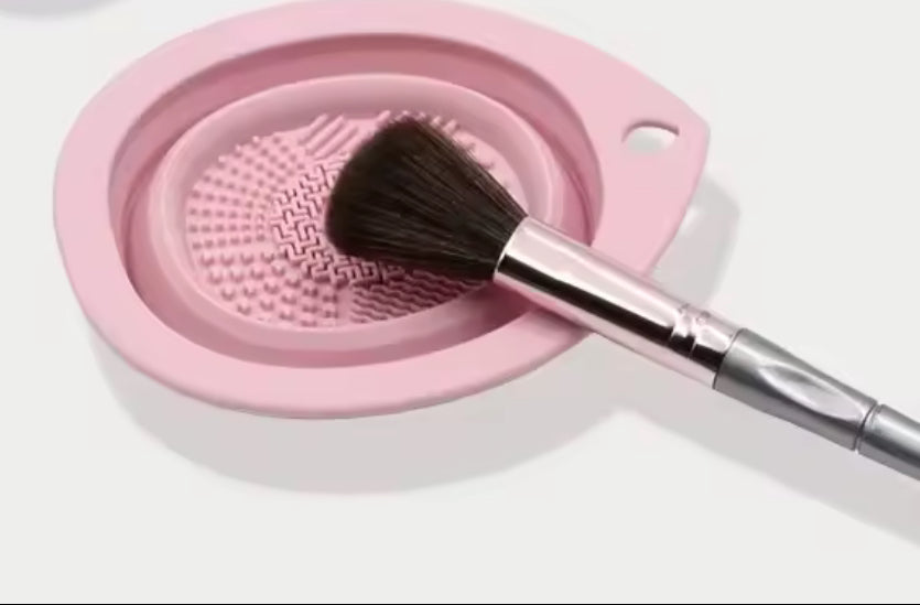 Collapsible Silicone Makeup Brush Cleaning Bowl-Blush Pink