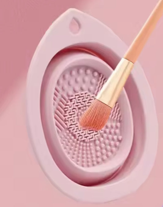 Collapsible Silicone Makeup Brush Cleaning Bowl-Blush Pink