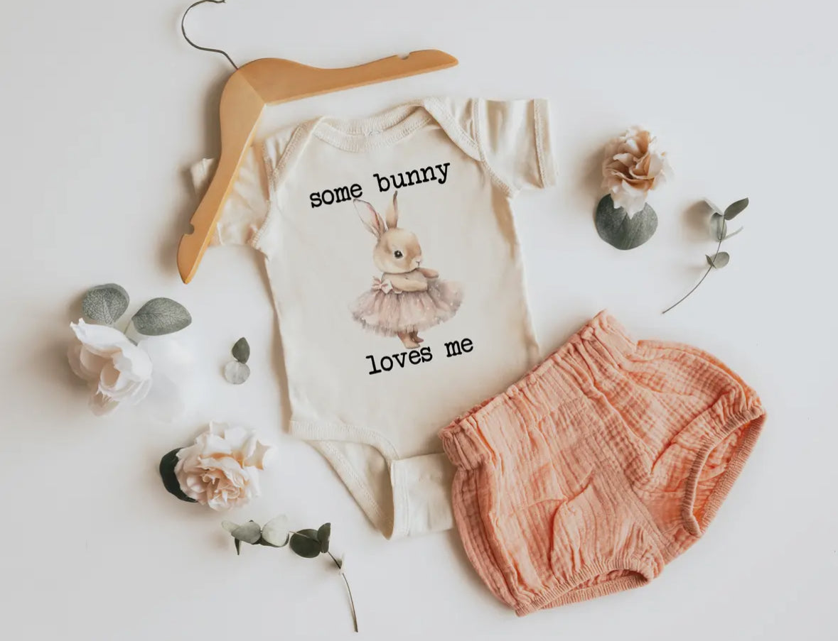 Some Bunny Loves Me Natural Color Baby Bodysuit